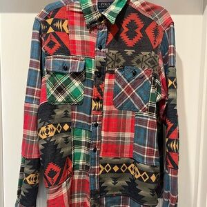 Ralph Lauren Polo Patchwork Plaid Flannel Size M.